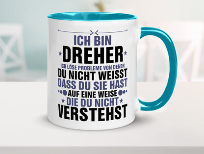 Löse Probleme: Dreher | Fräser lustiger Spruch Geschenk Humor Geschenkidee Tasse
