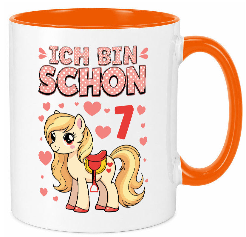 7. Geburtstag | 7 Jahre Mädchen Reiten Pony lustiger Spruch Geschenk Tasse