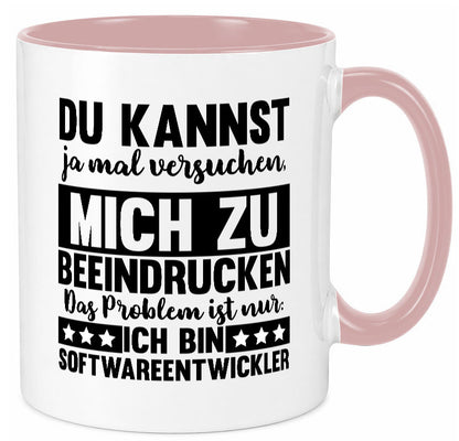 Versuch mich zu beeindrucken, bin Softwareentwickler | IT Humor Geschenkidee Tasse