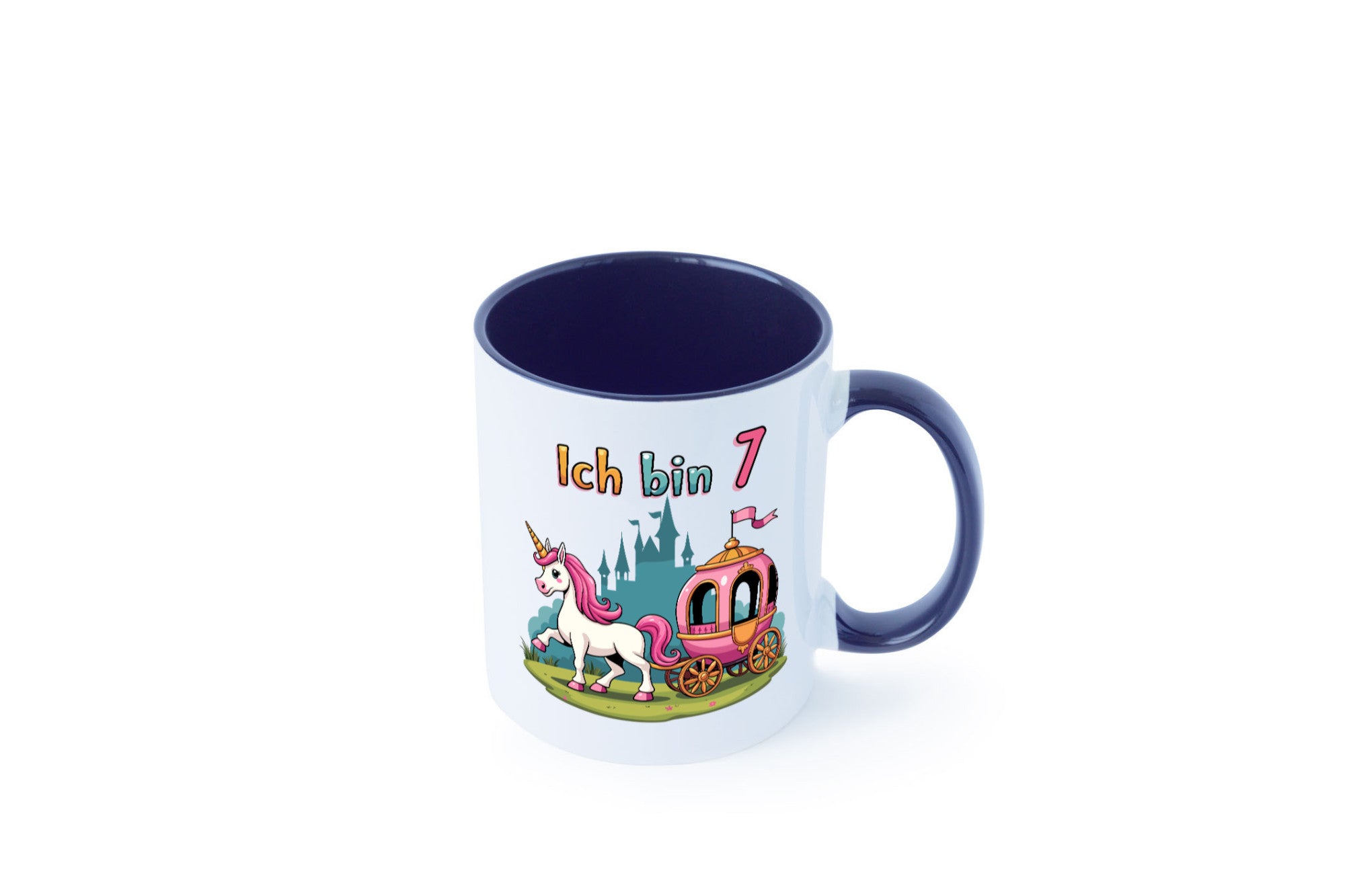 7. Geburtstag | Prinzessin in Kutsche Einhorn lustiger Spruch Geschenk
