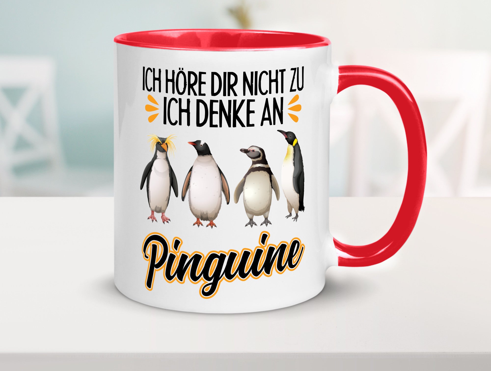Ich denke an Pinguine Geschenkidee Humor Tasse