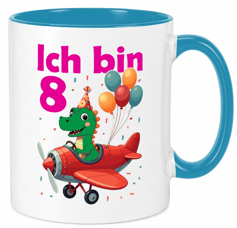8. Geburtstag | 8 Jahre Drache Flugzeug Geschenk Geschenkidee lustiger Spruch Tasse