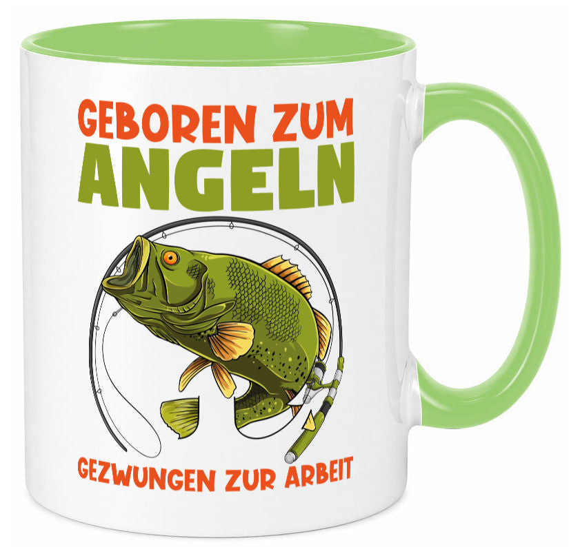 Geboren zum Angeln | Angler Tasse Fischer Spruch Humor Geschenkidee