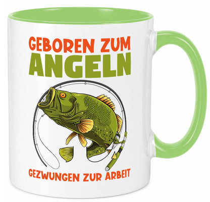 Geboren zum Angeln | Angler Tasse Fischer Spruch Humor Geschenkidee
