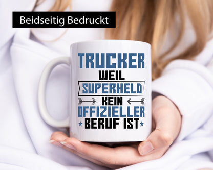 Superheld Trucker | LKW Fahrer Beruf lustig Arbeit Kollegen Büro Geschenk Tasse