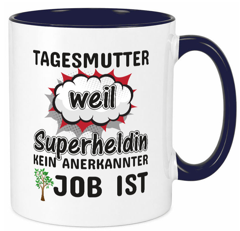 Tagesmutter Superheldin | Beruf Tasse Kinderzeichnung Geschenkidee Familie Humor