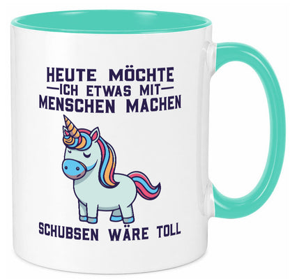Heute möchte ich Menschen schubsen | Einhorn v2 Geschenk Humor Geschenkidee