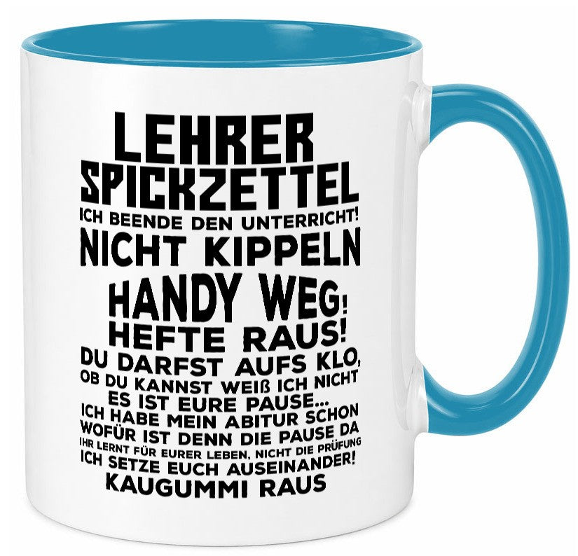 Lehrer Spickzettel | Beruf Tasse lustiger Spruch Geschenkidee Arbeit Kollegen