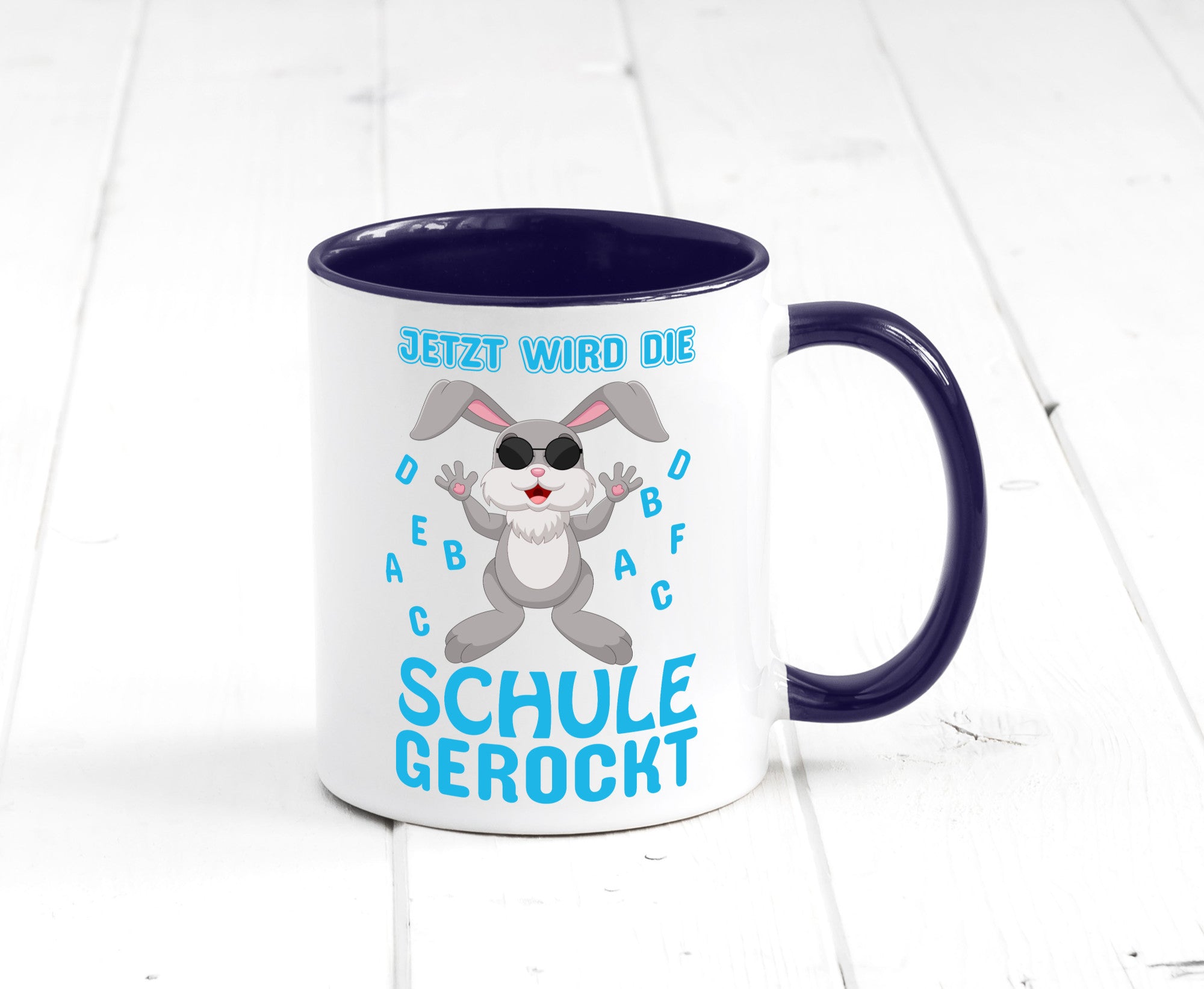 Schule wird gerockt | Schulbeginn Tasse cooler Hase lustiger Spruch Geschenk