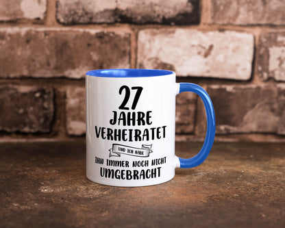 27 Jahre Verheiratet, immer noch am Leben! Geschenkidee Humor Tasse
