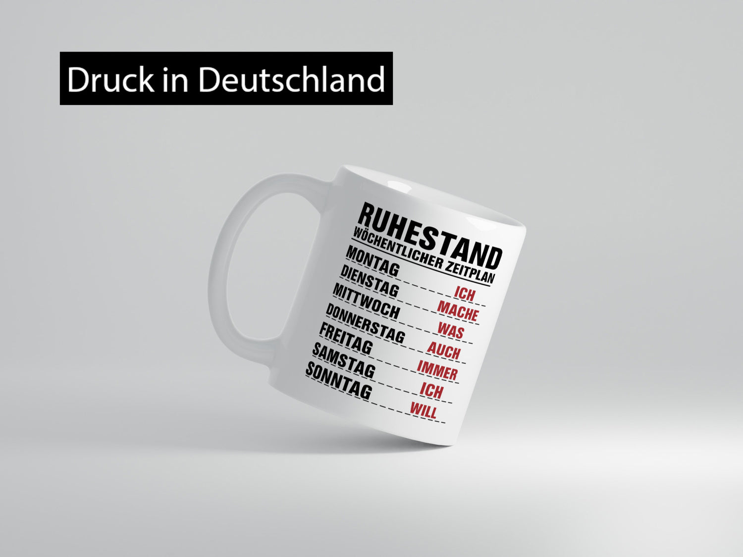 Ruhestand Zeitplan | Wochentage Rentner Pension Spruch Humor Jubiläum