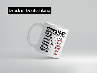 Ruhestand Zeitplan | Wochentage Rentner Pension Spruch Humor Jubiläum