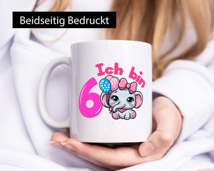 6. Geburtstag | 6 Jahre Elefant Mädchen Humor Geschenkidee Tasse