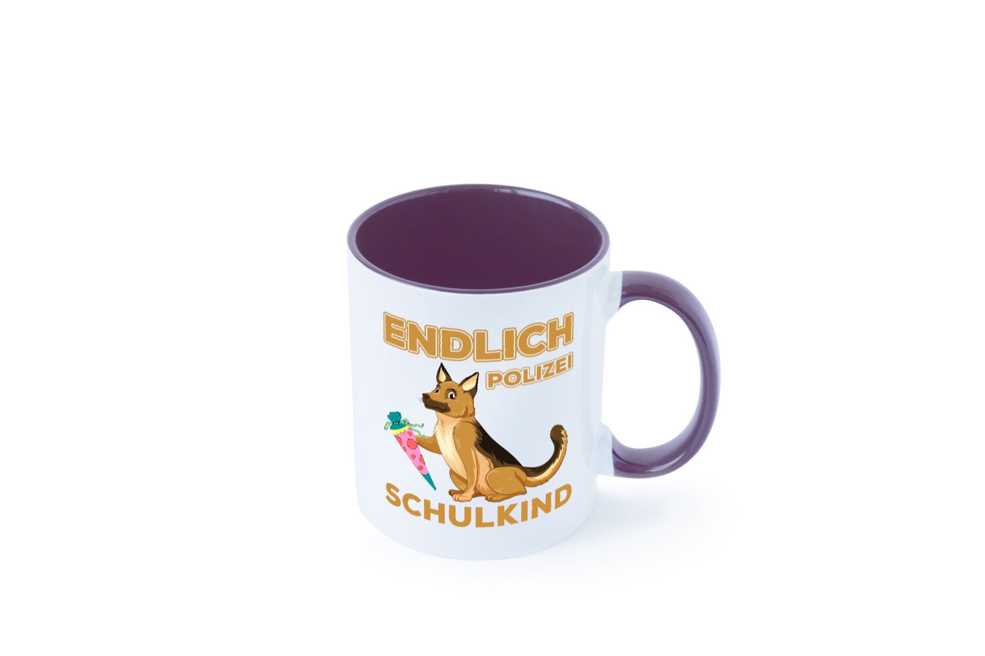 Endlich Schulkind | Tasse Einschulung Polizei Hund lustiger Spruch Geschenk