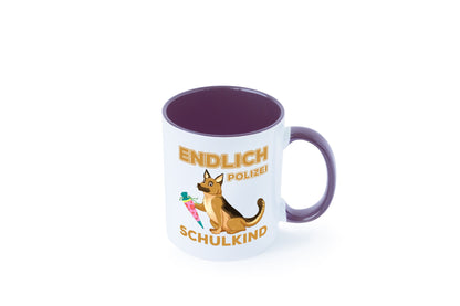 Endlich Schulkind | Tasse Einschulung Polizei Hund lustiger Spruch Geschenk