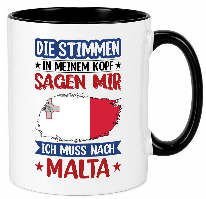 Malta | Urlaub Stimmen in meinem Kopf Traumland lustiger Spruch Geschenk Humor Tasse