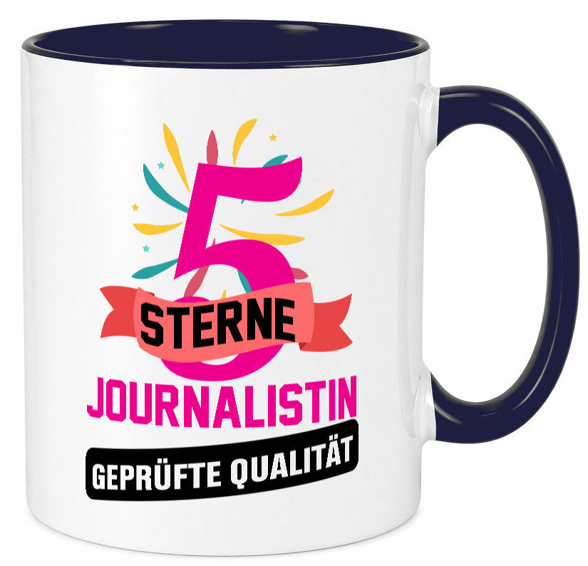 5 Sterne Journalist geprüfte Qualität Humor Geschenkidee Tasse