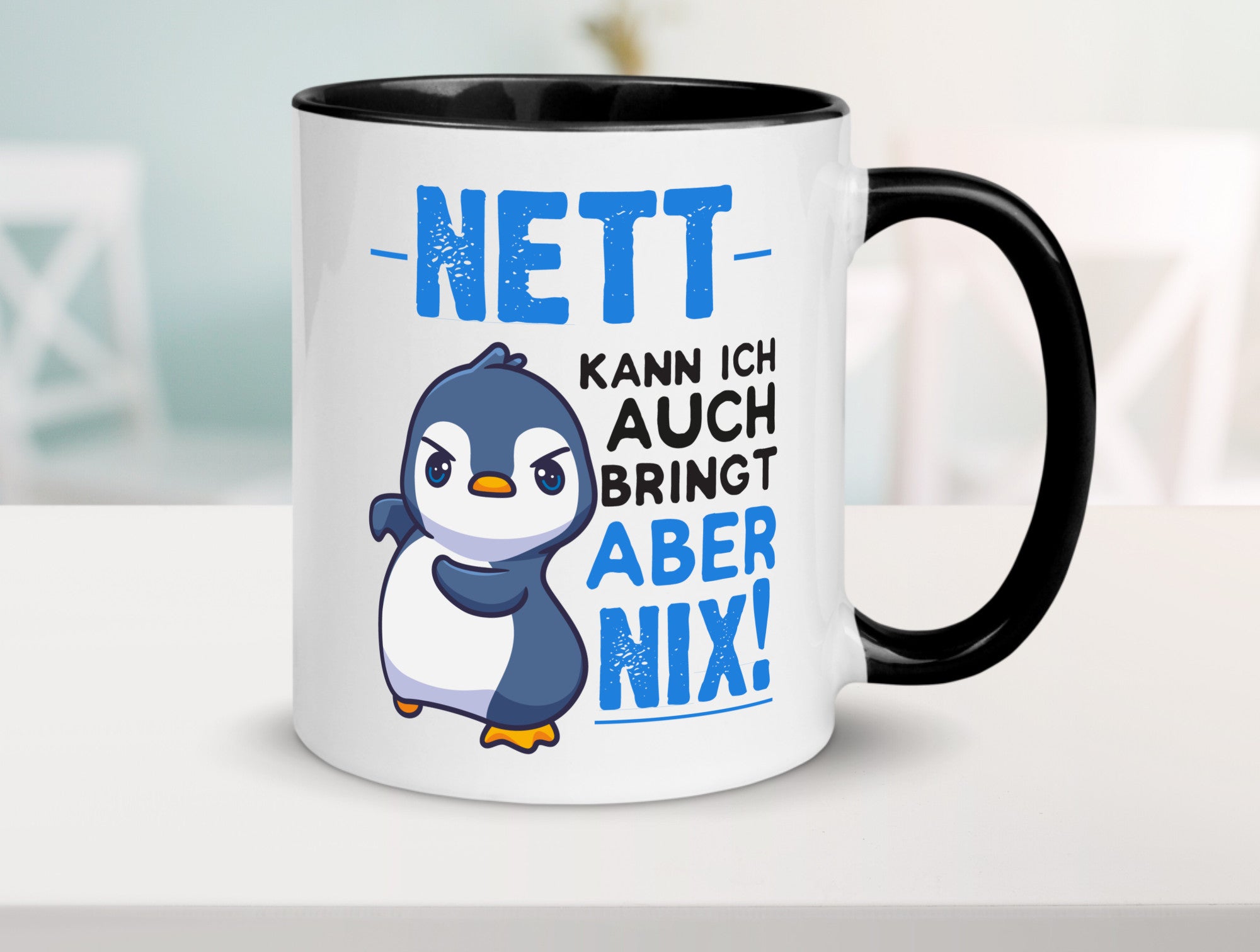 Nett kann ich auch | lustige Spruchtasse Pinguin Geschenk Humor Geschenkidee