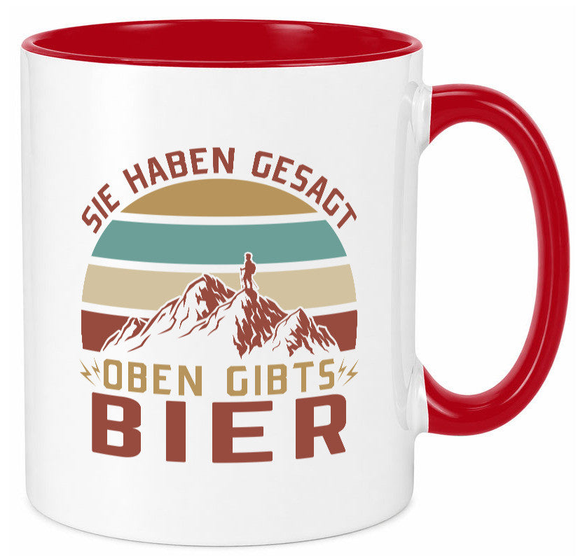 Oben gibtÂ´s Bier | Mensch Berge Geschenkidee Humor Tasse