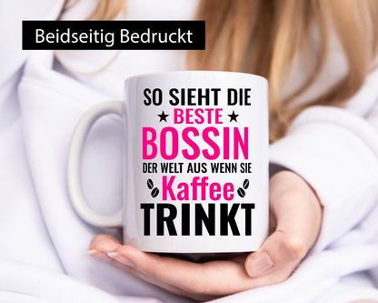 Kaffee trinkt: Bossin | Führungskraft Vorgesetzte lustig Humor Geschenkidee