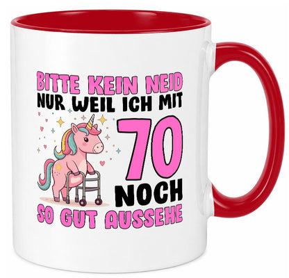 70. Geburtstag | 70 Jahre Mit noch so gut aussehen lustig Geschenkidee Geschenk Tasse