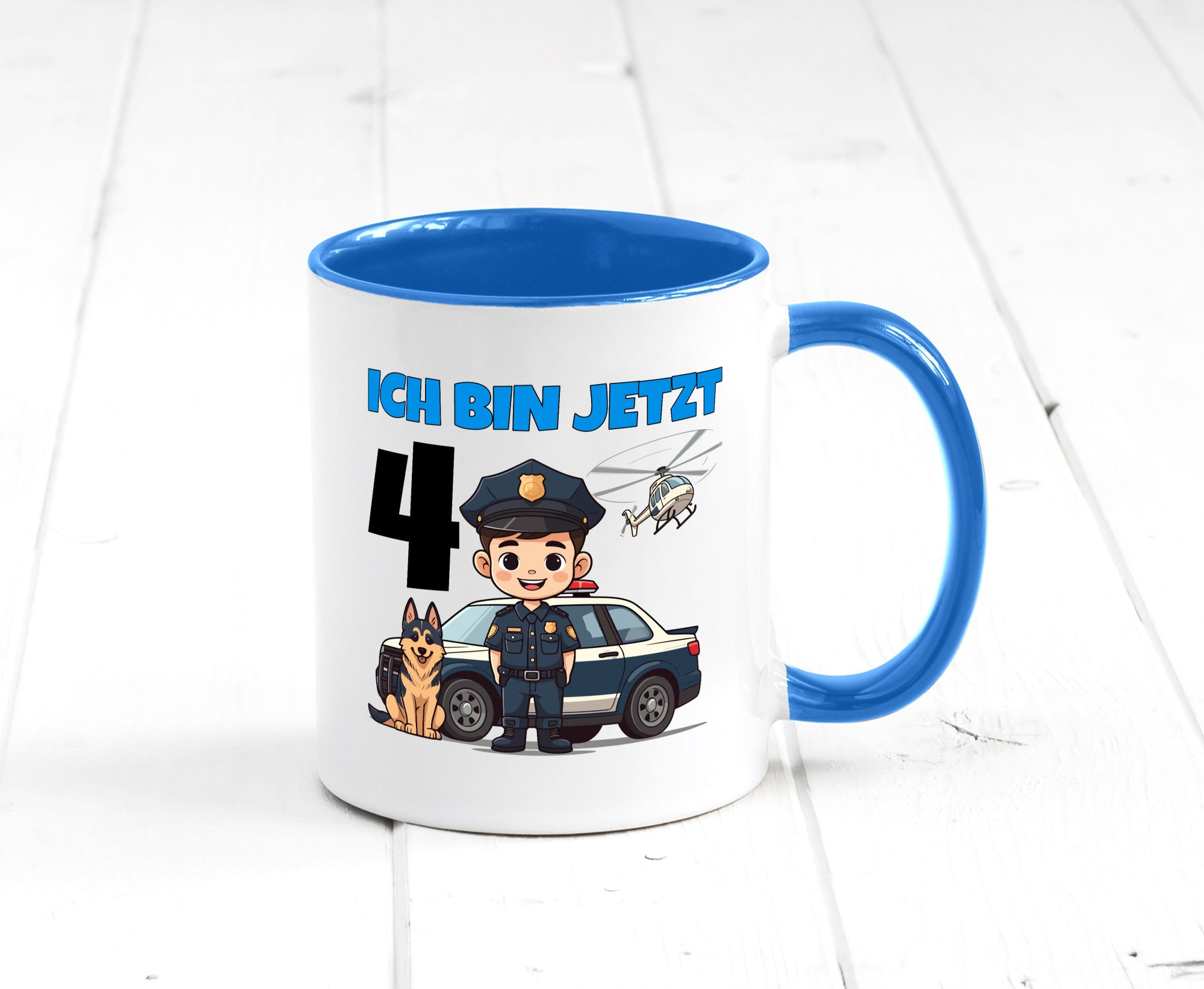 4. Geburtstag | 4 Jahre Polizei Kind Polizeiauto Humor Geschenkidee Tasse