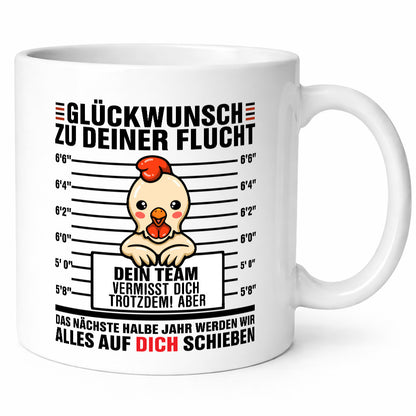 Glückwunsch zu deiner Flucht | Abschiedgeschenk Geschenkidee Humor Tasse
