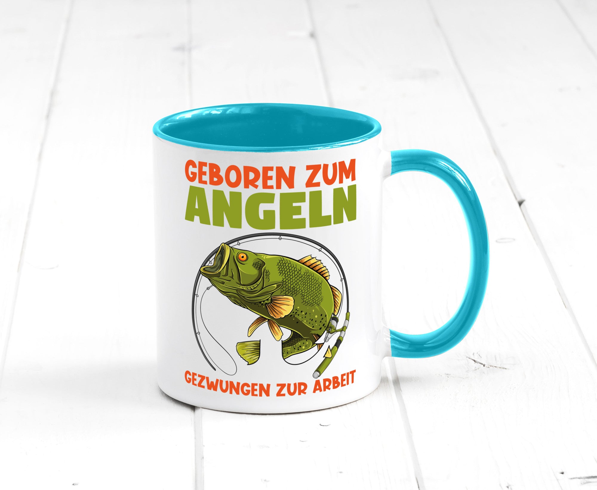 Geboren zum Angeln | Angler Tasse Fischer Spruch Humor Geschenkidee