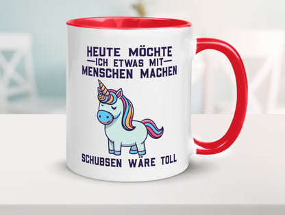 Heute möchte ich Menschen schubsen | Einhorn v2 Geschenk Humor Geschenkidee