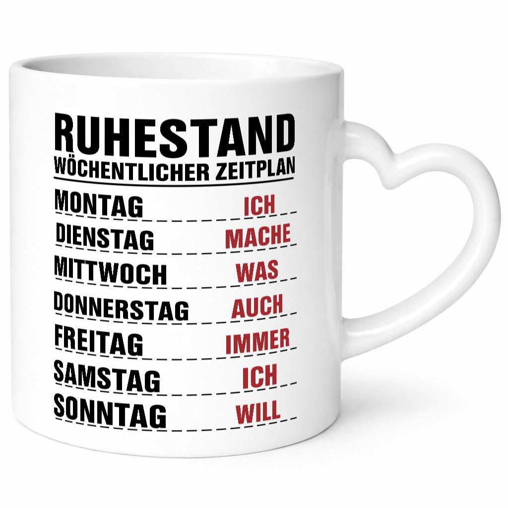 Ruhestand Zeitplan | Wochentage Rentner Pension Spruch Humor Jubiläum