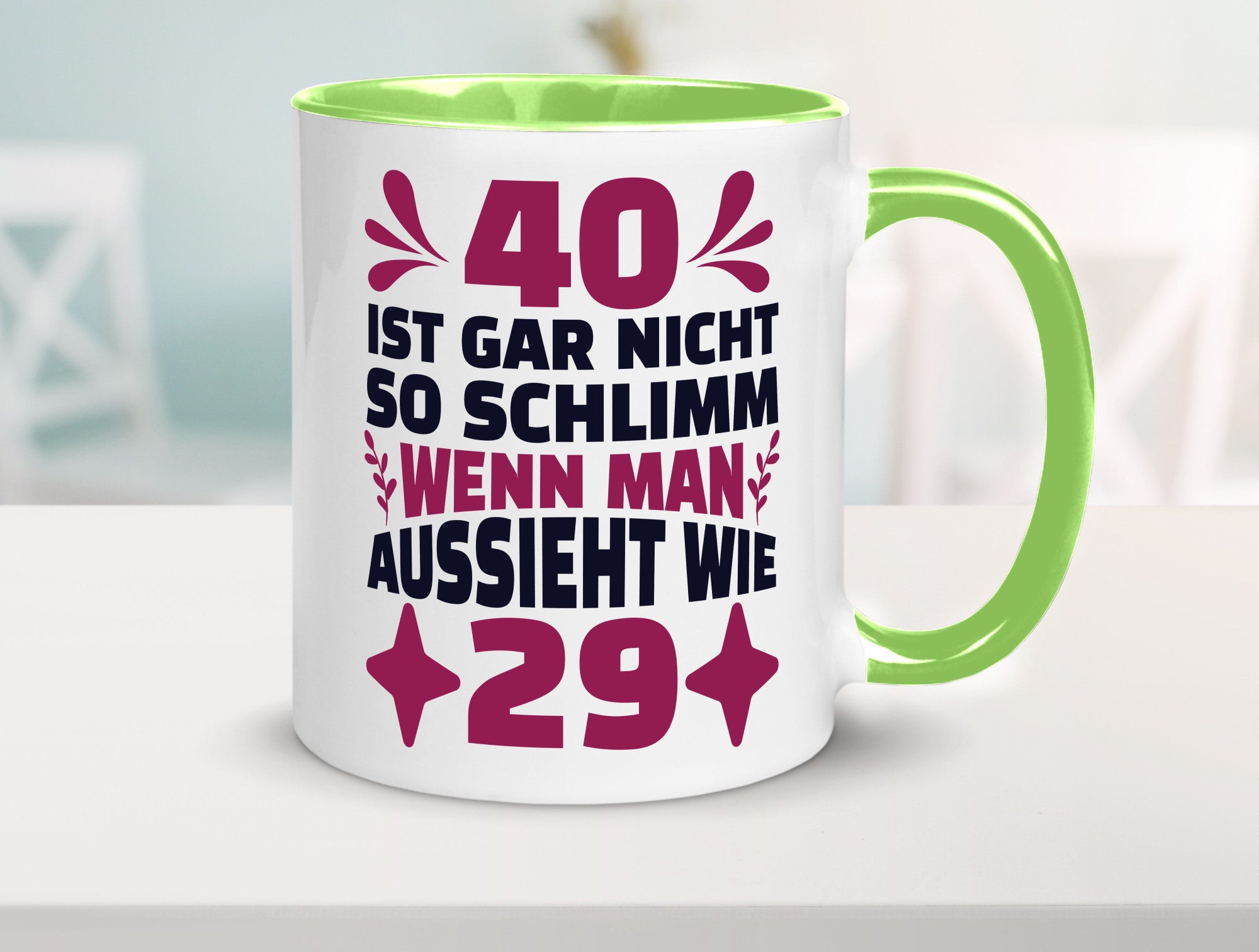 40 ist gar nicht schlimm | 40. Geburtstag Jung aussehen Geschenkidee Humor Tasse