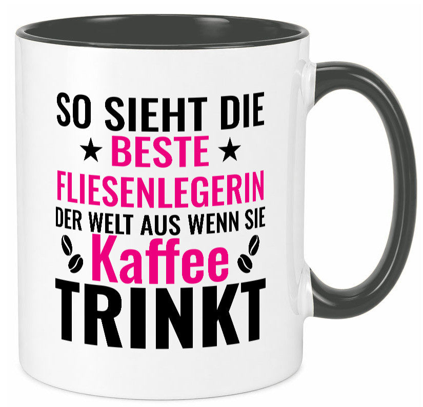 Kaffee trinkt: Fliesenlegerin | Fliesenlegen Bau Humor Geschenkidee Tasse