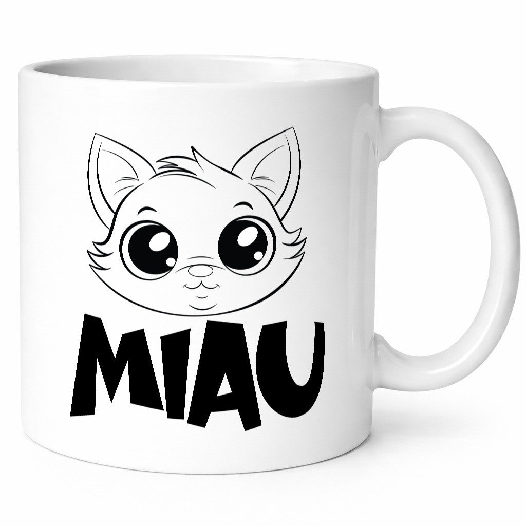 Miau | Katze Geschenkidee Tierliebhaber Humor Tasse