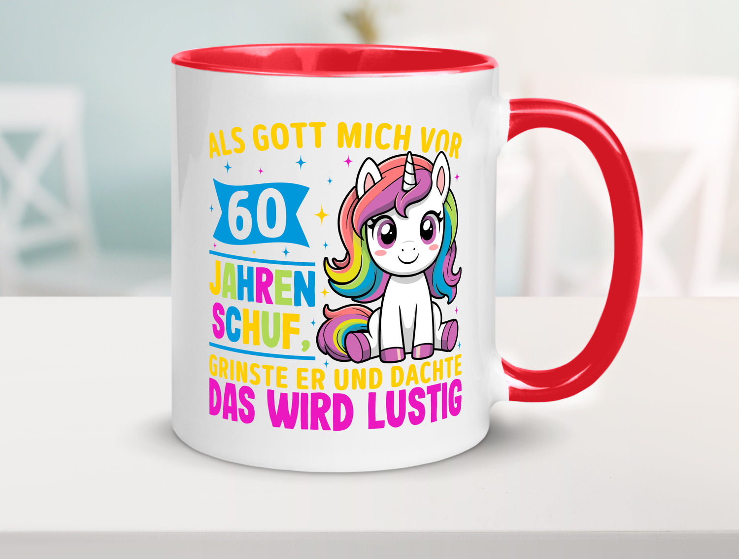 60. Geburtstag | Als Gott mich schuf 40 Jahre Geschenkidee Humor Tasse
