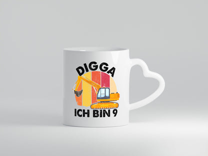 9. Geburtstag | 9 Jahre Bagger Digga Geschenkidee Humor Tasse