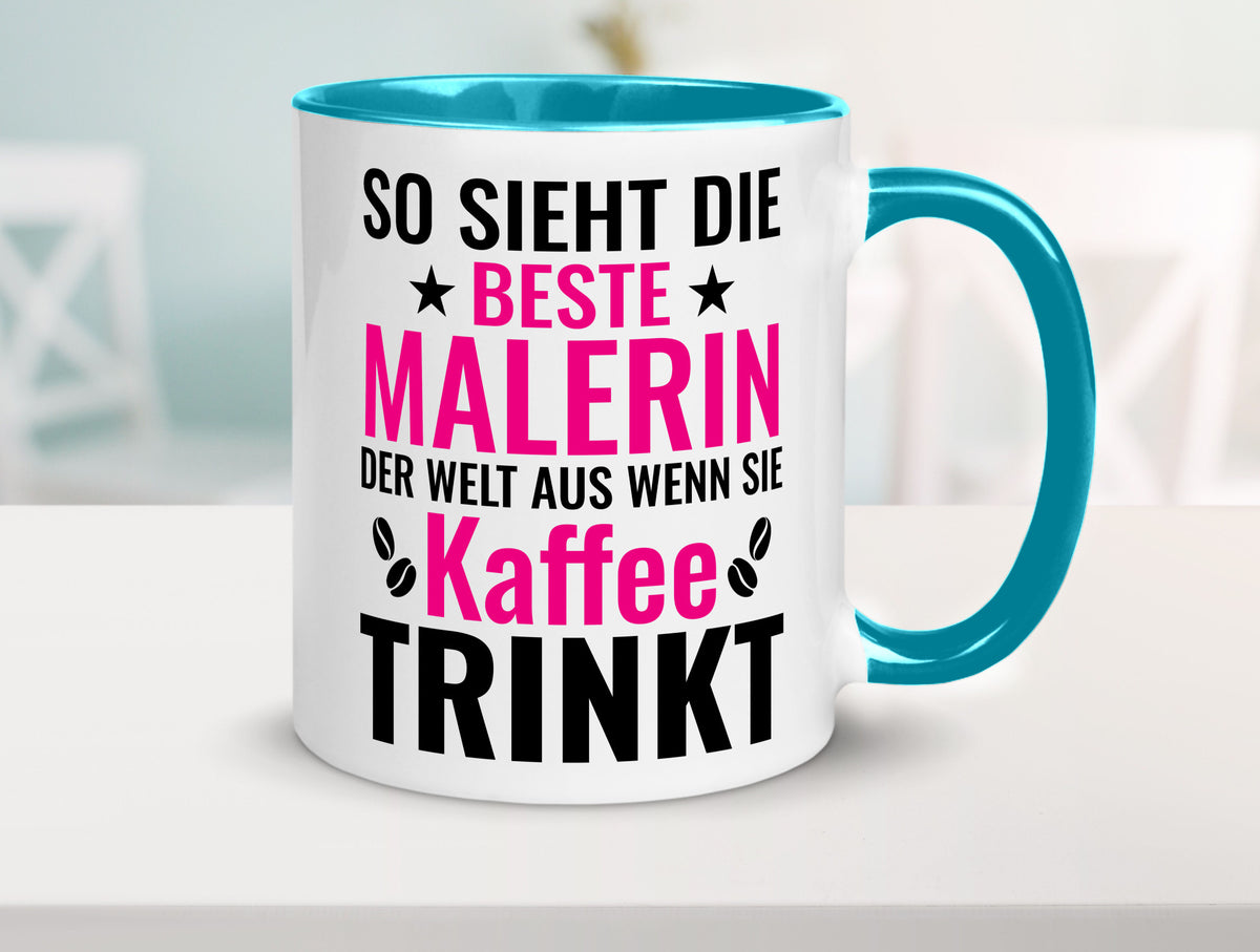 Kaffee trinkt: Malerin | Malerinnen lustiger Spruch Geschenk Humor Geschenkidee Tasse