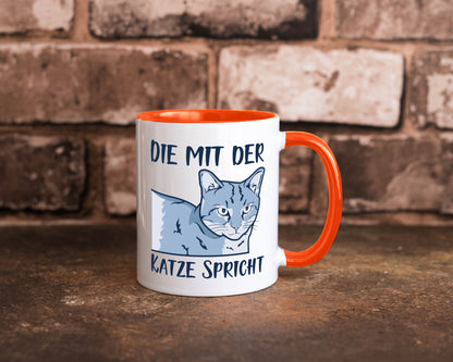 Die mit der Katze spricht | Humor Tierliebhaber Geschenkidee Tasse