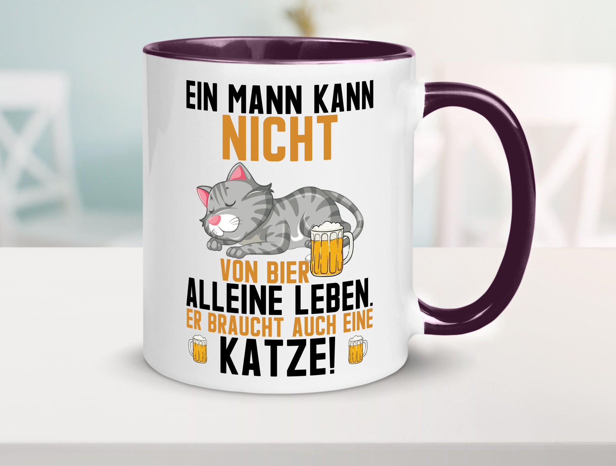 Von Bier leben | Mann braucht eine Katze Katzenliebhaber Geschenk Tierliebhaber
