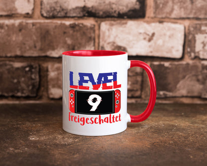 Level 9 Freigeschaltet | 9. Geburtstag Zocker Gamer Humor Geschenkidee Tasse