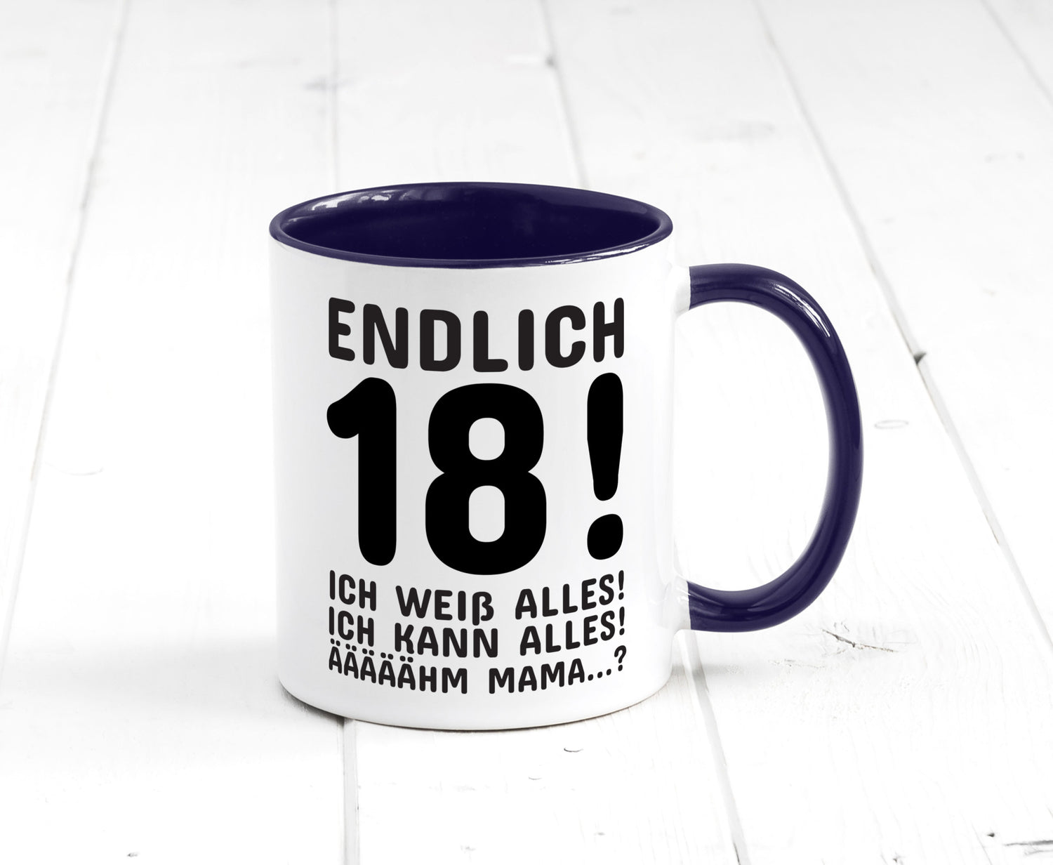 Endlich 18 | Geburtstag Tasse volljährig Erwachsen lustig Geschenkidee Geschenk