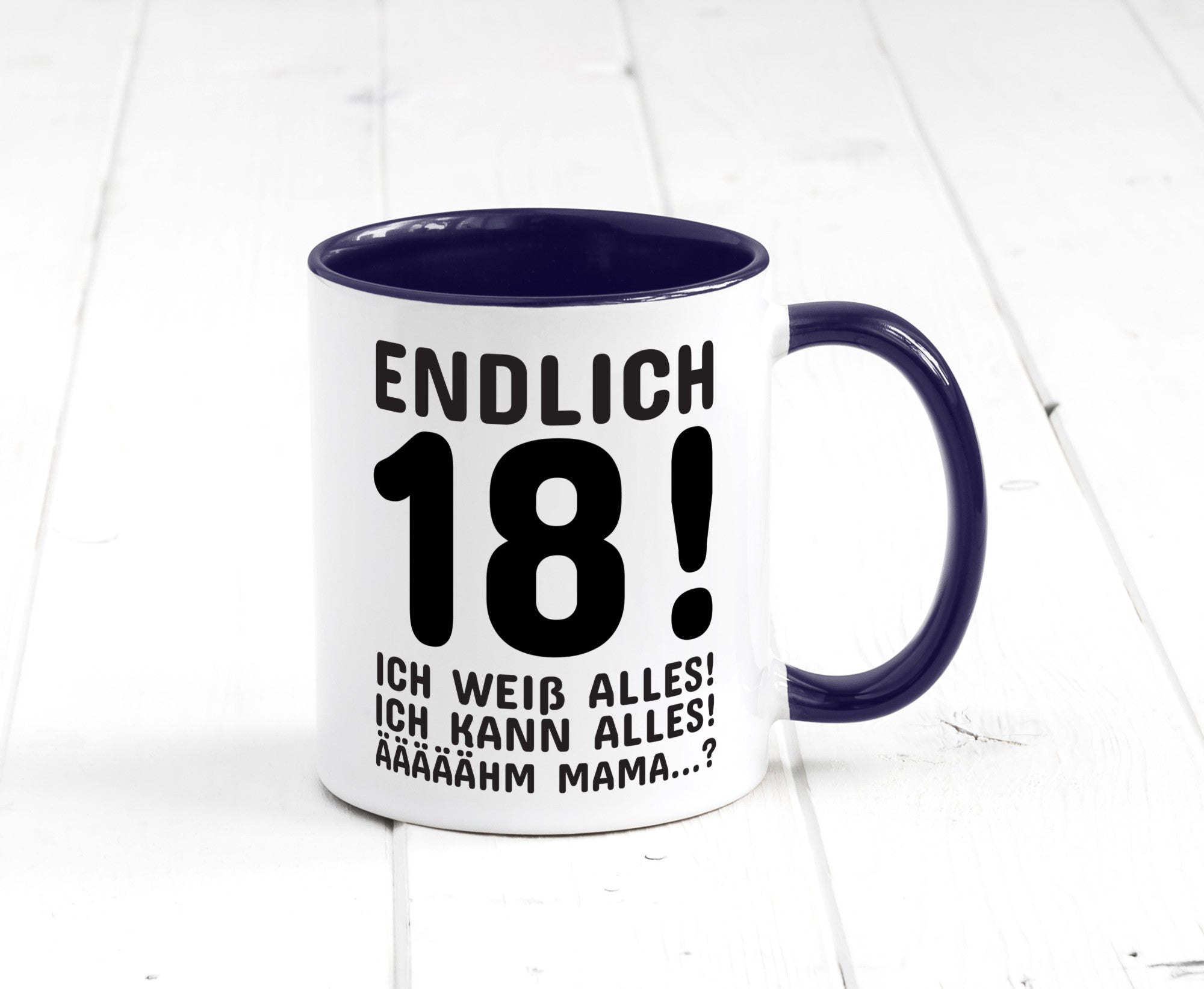 Endlich 18 | Geburtstag Tasse volljährig Erwachsen lustig Geschenkidee Geschenk