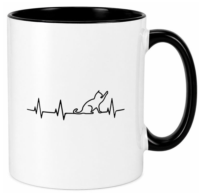 Katze Herzschlag | Katzenliebe Kater Katzenbesitzer lustig Tierliebhaber Humor Tasse