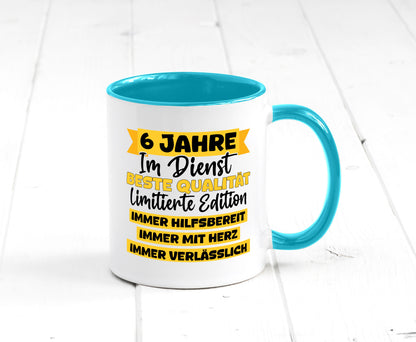 6 Jahre im Dienst | Jubiläum Arbeit v8 Geschenkidee Kollegen Büro Humor Tasse