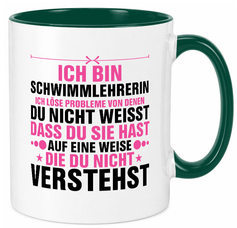 Löse Probleme: Schwimmlehrerin | schwimmen Lehrer v2 lustiger Spruch Geschenk Tasse
