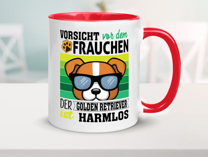 Vorsicht vor dem Frauchen Golden Retriever ist Harmlos lustiger Spruch Geschenk