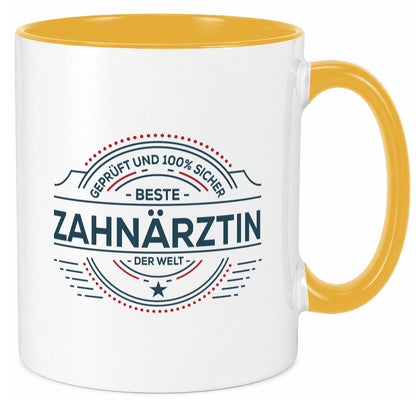 Geprüft und sicher: Zahnärztin | Zahnmedizin Beruf lustig Arbeit Kollegen Büro