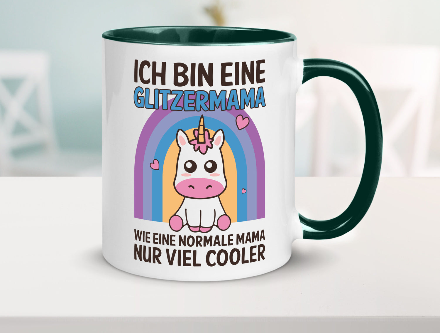 Glitzermama, wie normal, nur cooler | Einhorn Geschenkidee Familie Humor Tasse