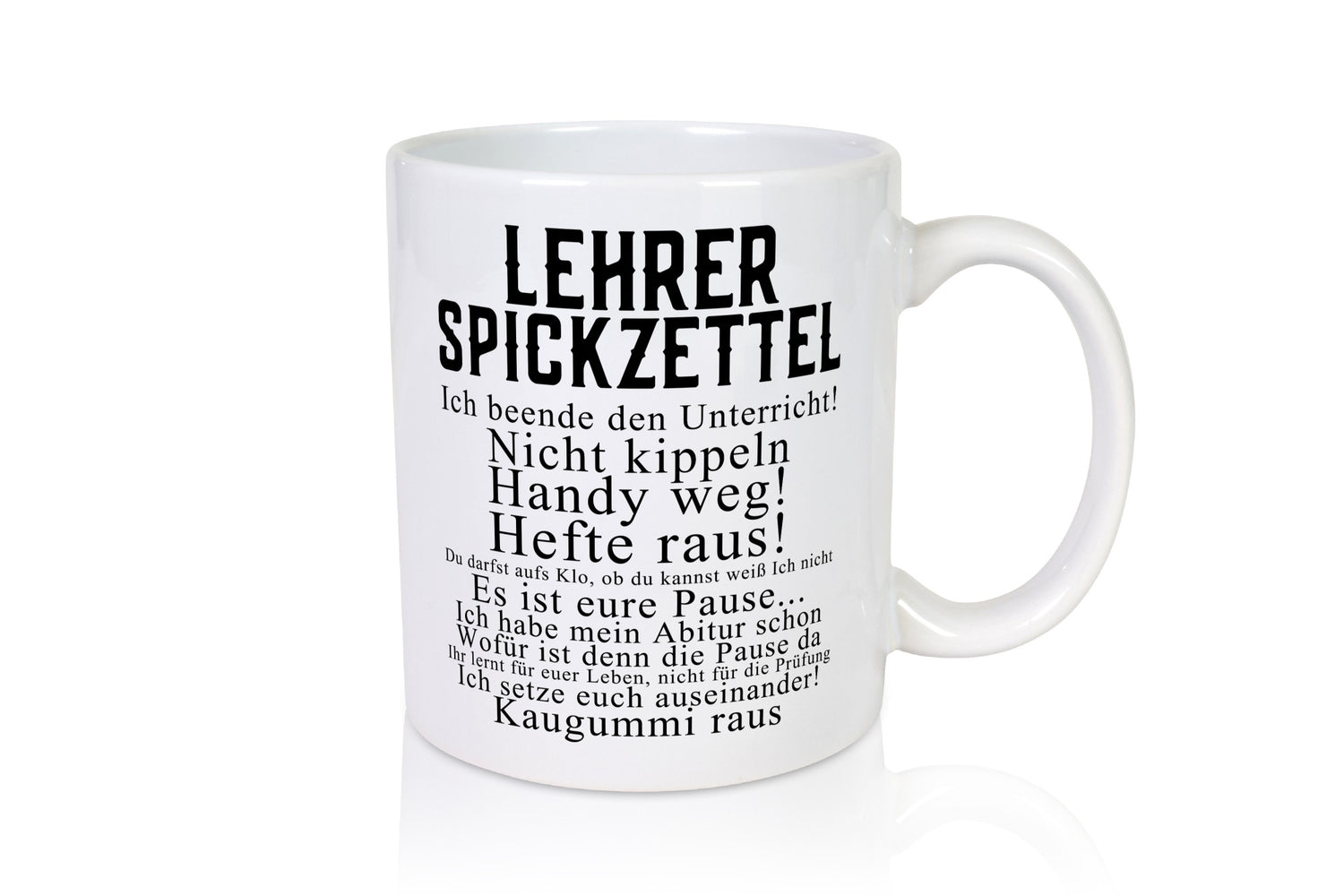 Lehrer Sprickzettel | Lehrerin Schule Geschenkidee Humor Tasse