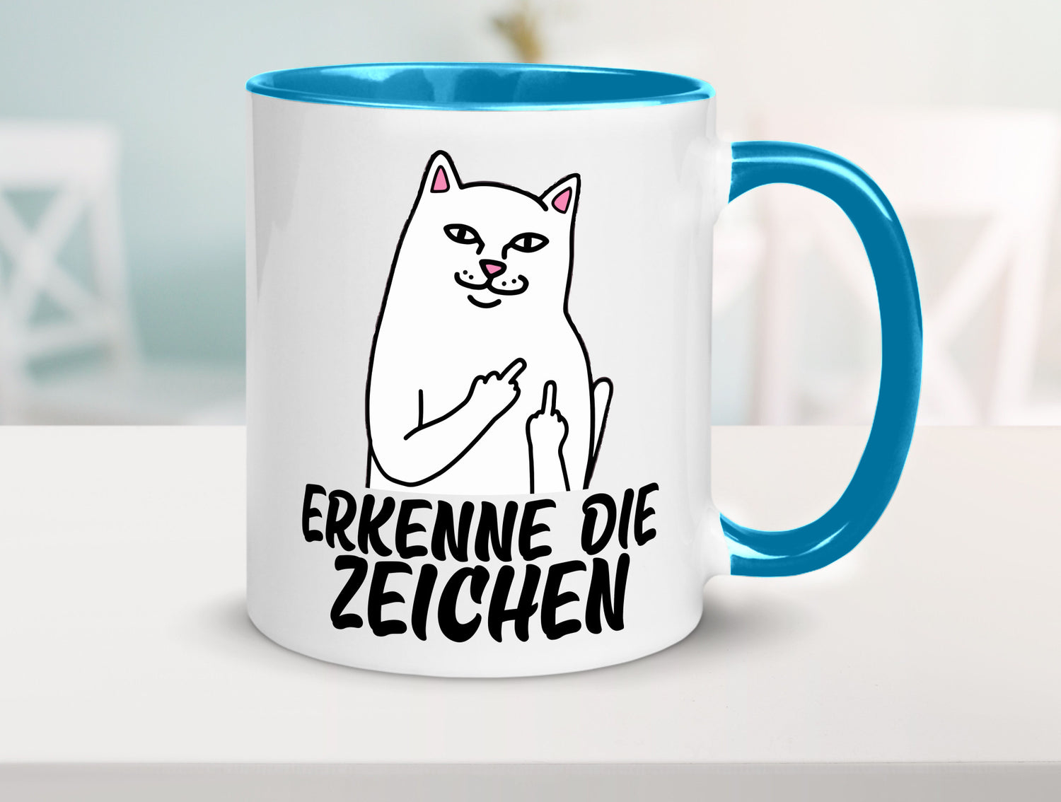 Erkenne die Zeichen | Katze Schatten Mittelfinger Geschenk Tierliebhaber Humor
