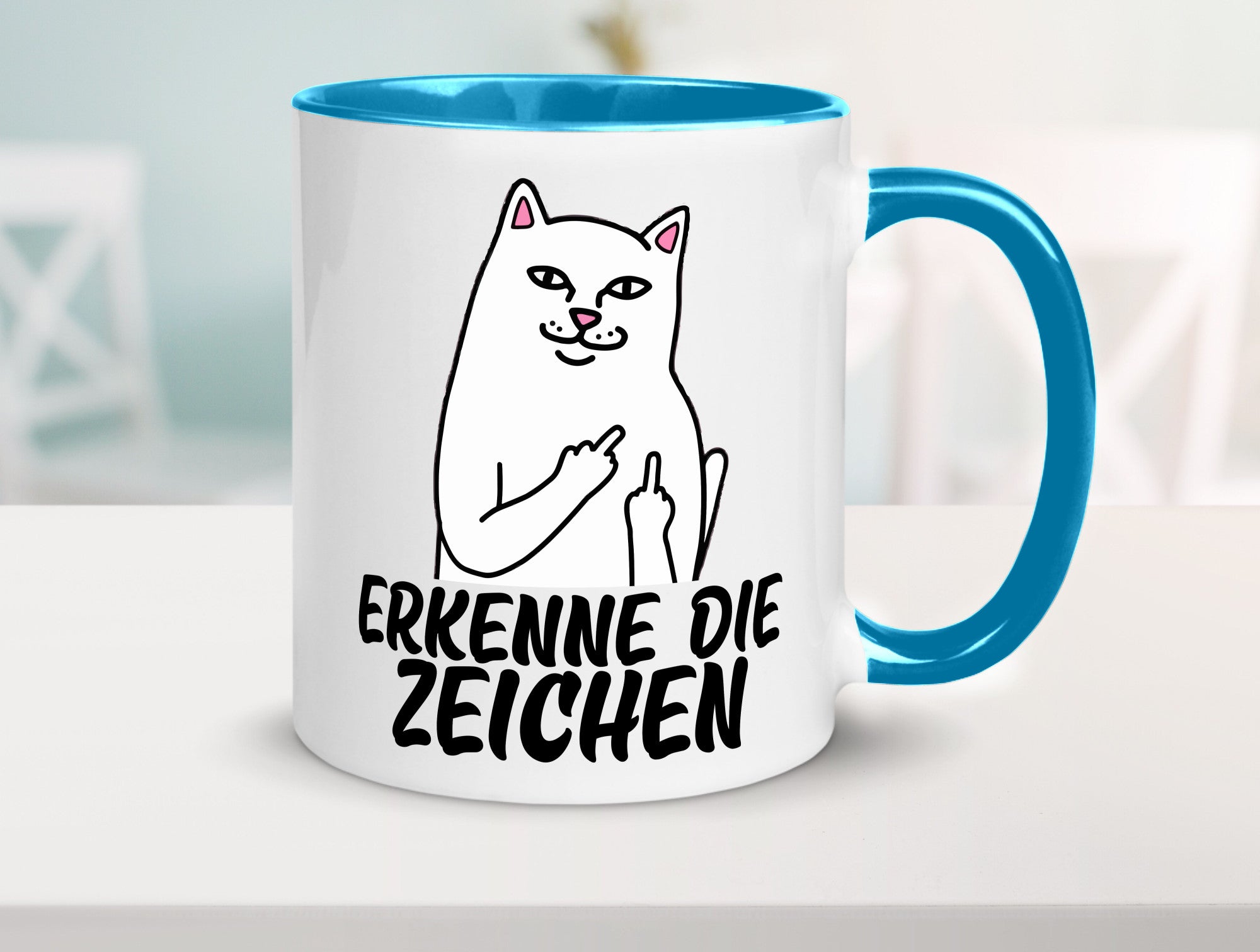 Erkenne die Zeichen | Katze Schatten Mittelfinger Geschenk Tierliebhaber Humor